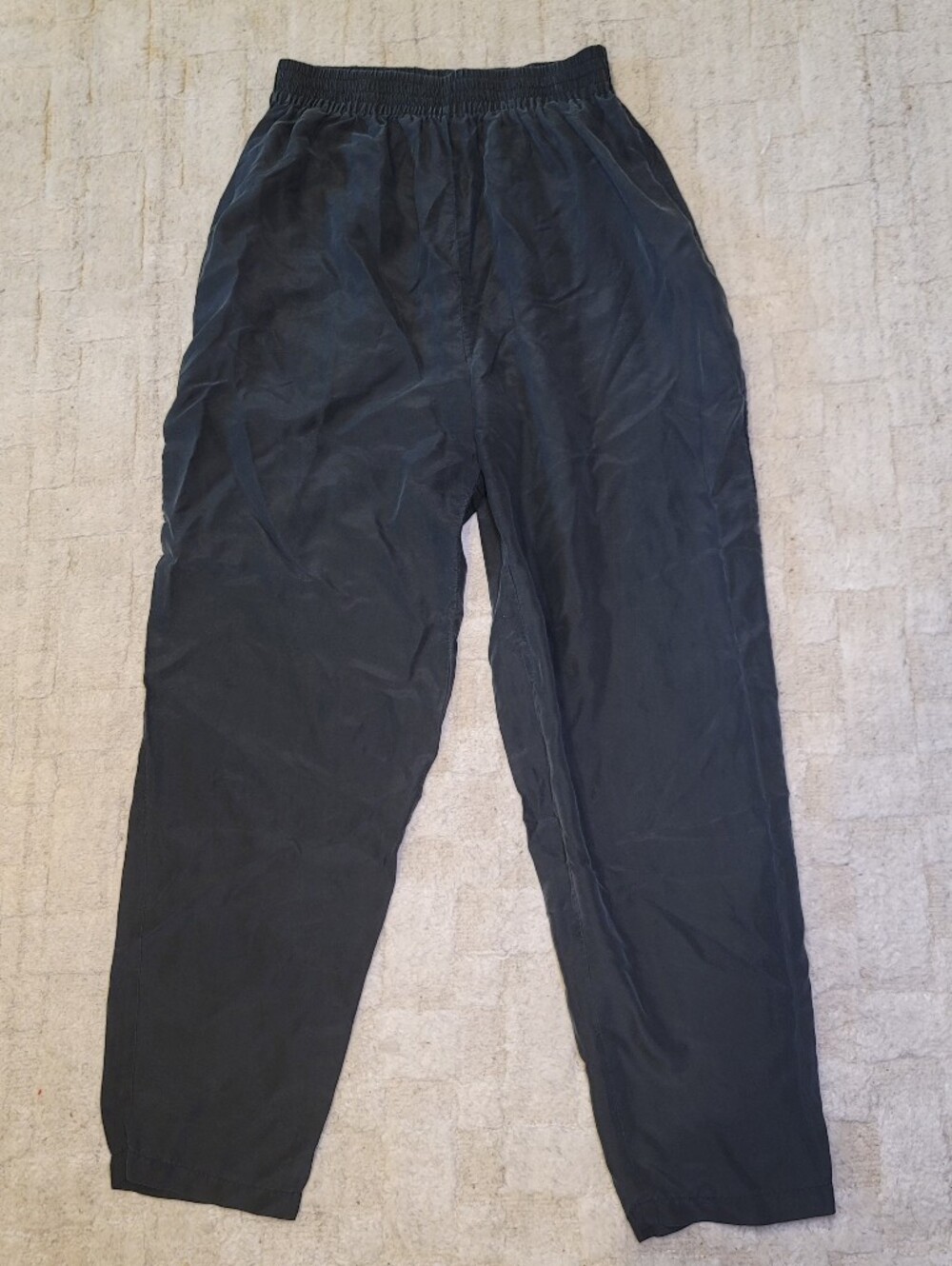 Vintage ANGELA TONG 100% Silk Pants Gray Casual Quiet Luxury Women's Size 10